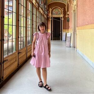 Sea NY  Pink Ruffled Casual Dress